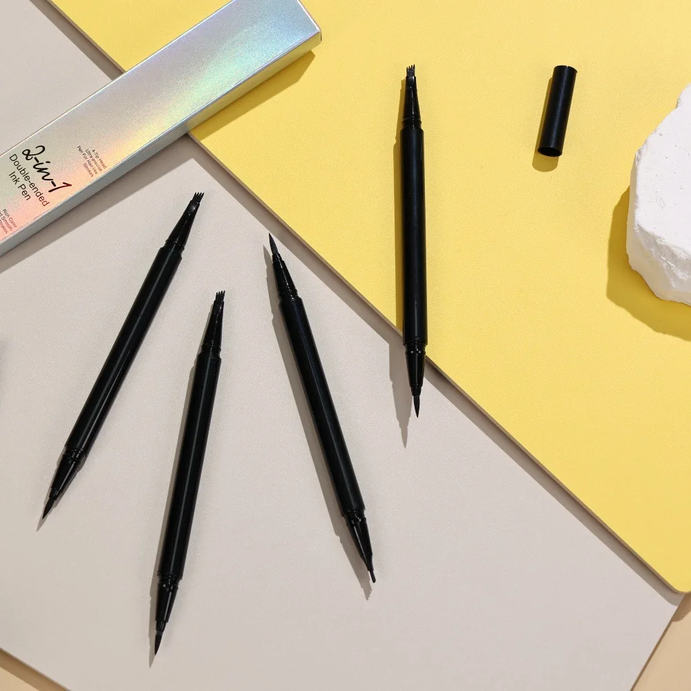 قلم تحديد الحواجب السائل ذو 4 أطراف برأس مزدوج الأطراف للمكياج اليومي