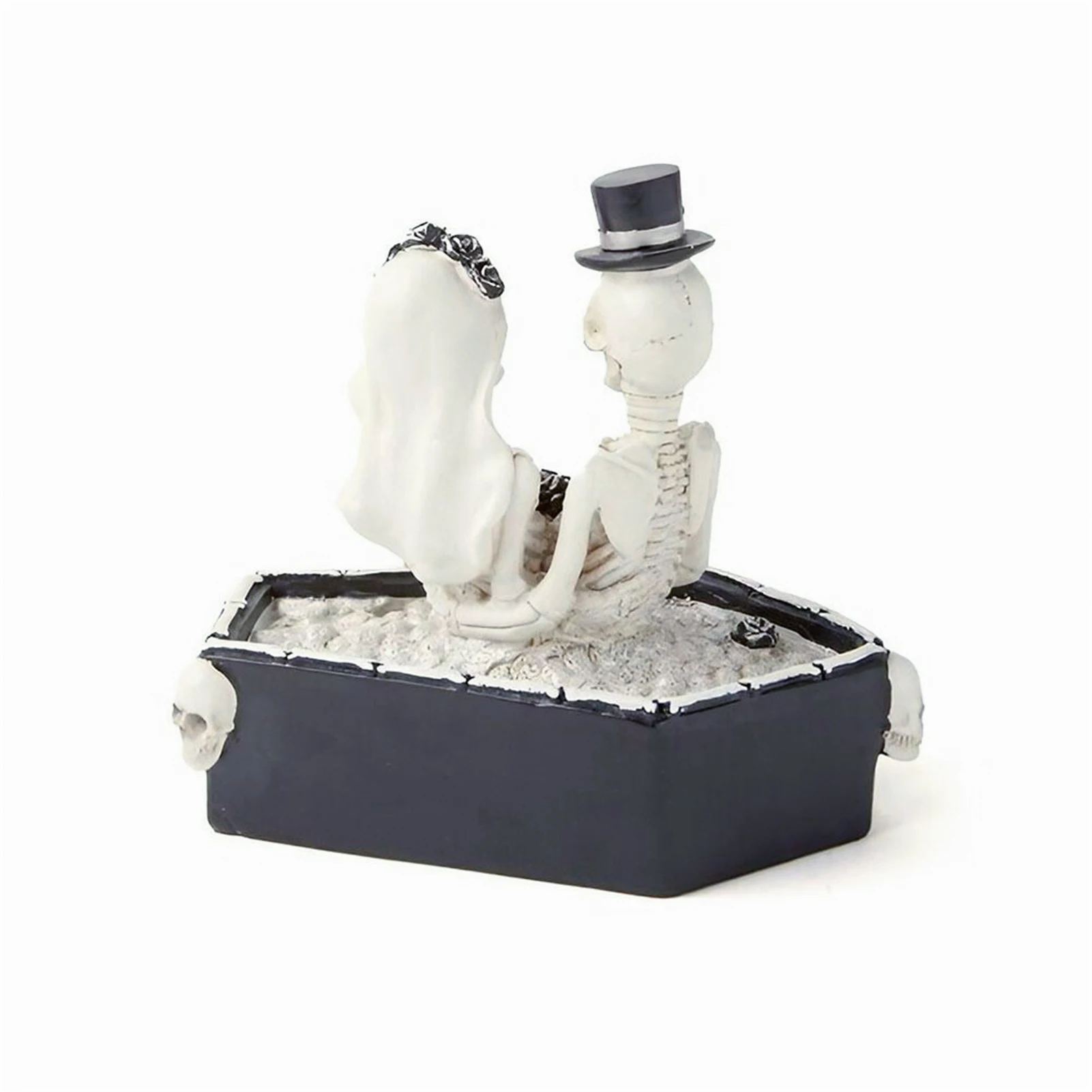 Resin Art Gift For Anniversary - Spooky Skeleton Couple Statue Gothic Romance