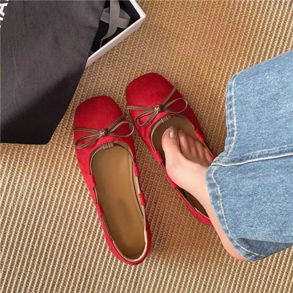 Vintage Leopard Rot Beige Lässige Mary Jane Ballerinas