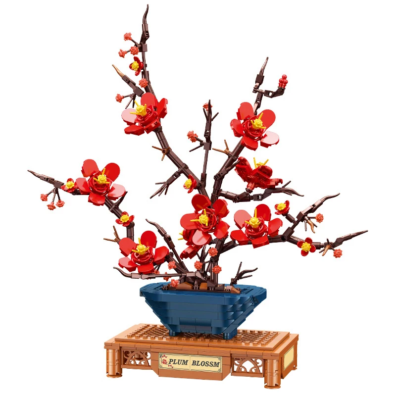 

IN STOCK MOC Creativity Chinese-style Plum Blossom Bonsai Building Blocks Model Flower Bricks Assembling Birthday Gift Toy Set
