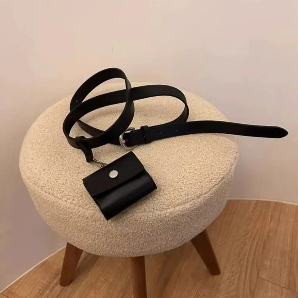 

Simple 2 in 1 Belt With Bag Flap PU Leather Waist Bag Fanny Pack Waistband Women Belt Bag Ladies