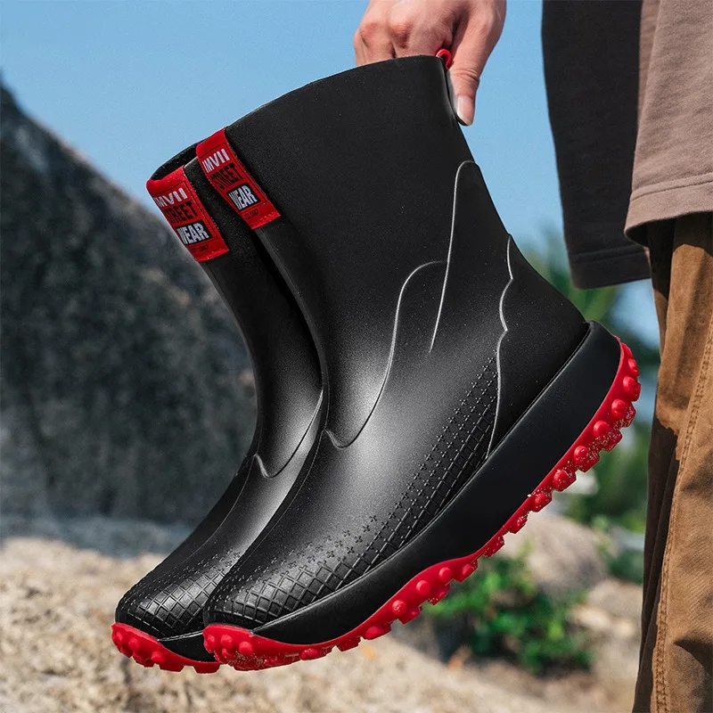 Botas de Lluvia de Goma para Hombre 2026, Galochas de Pesca a Media Pantorrilla, Zapatos de Agua para Trabajo al Aire Libre, Botas de Lluvia Hombre