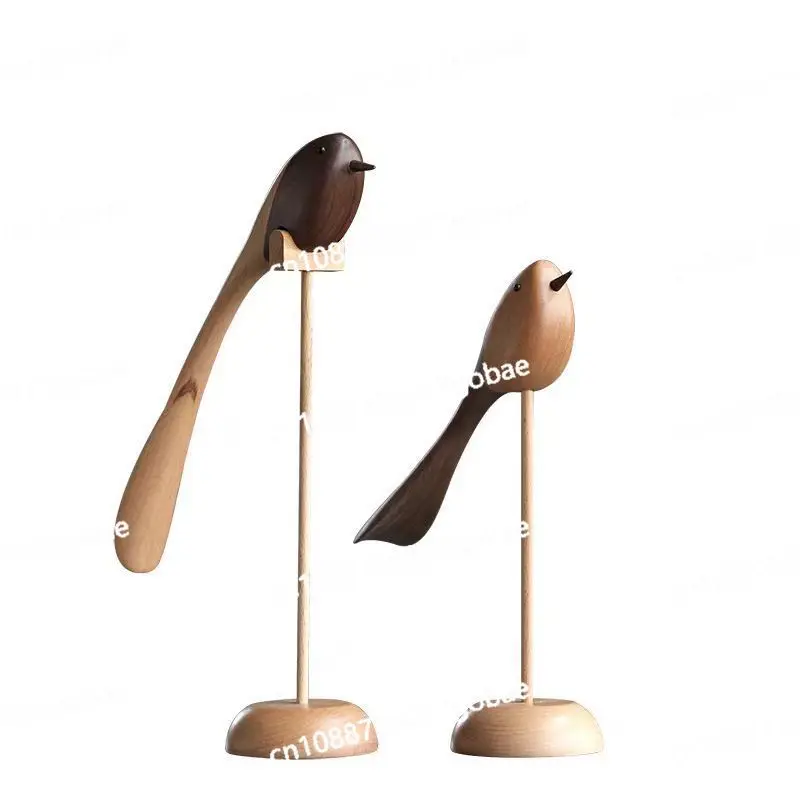 Wood jewelry engraving wood play home Nordic style puppet home characteristic wood bird