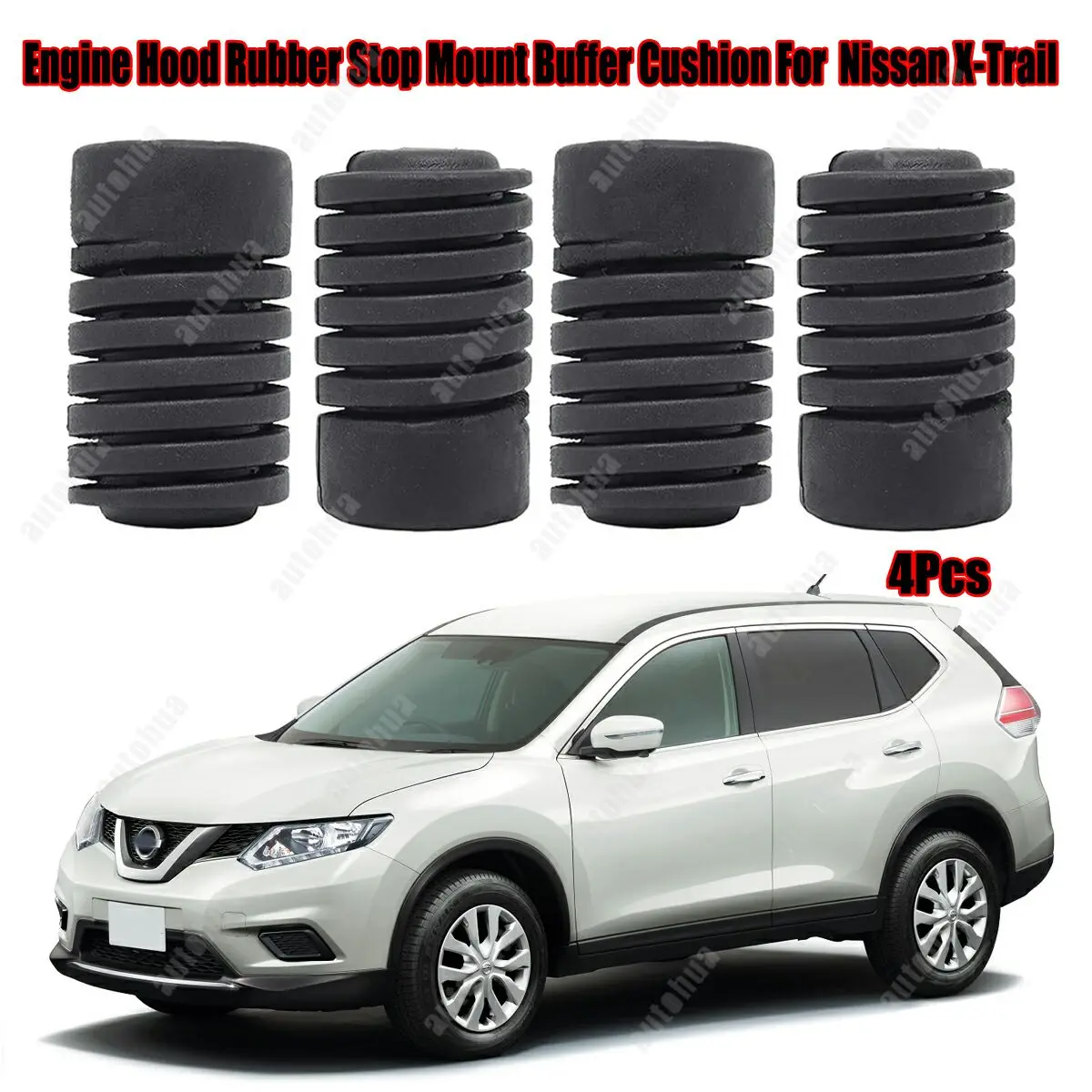 Para Nissan X-Trail T31 T32 2007-2021, 4 piezas, amortiguador de goma para capó y portón trasero, accesorio de repuesto