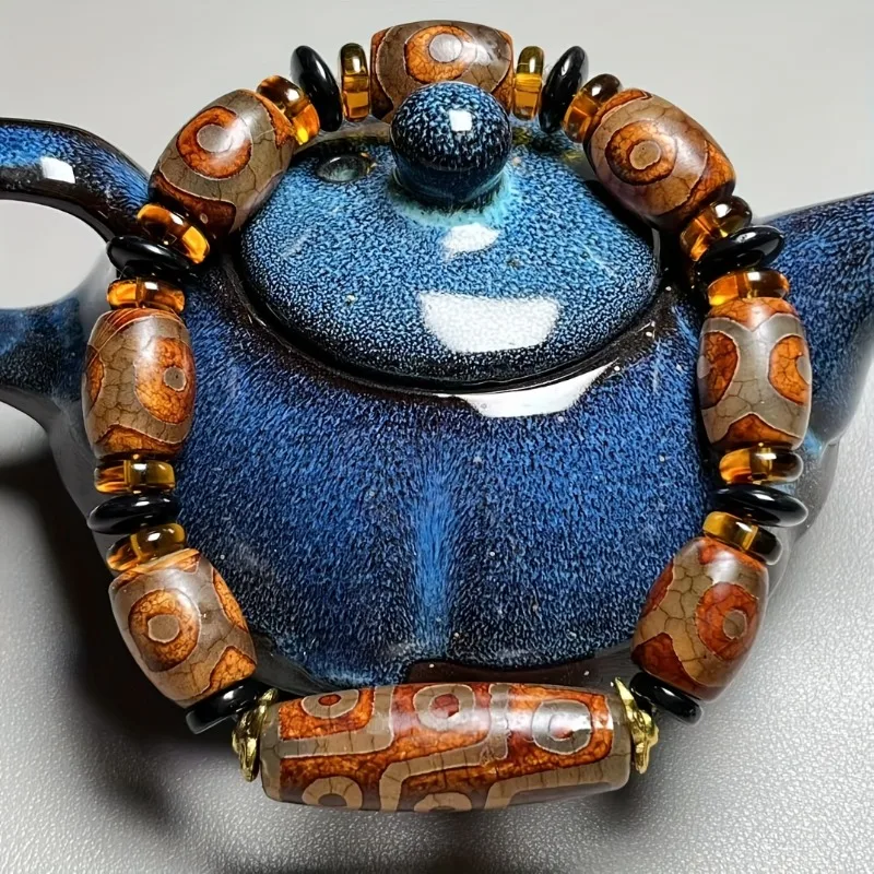 

Vintage Tibetan Agate Beaded Bracelet - Unisex Ethnic Style
