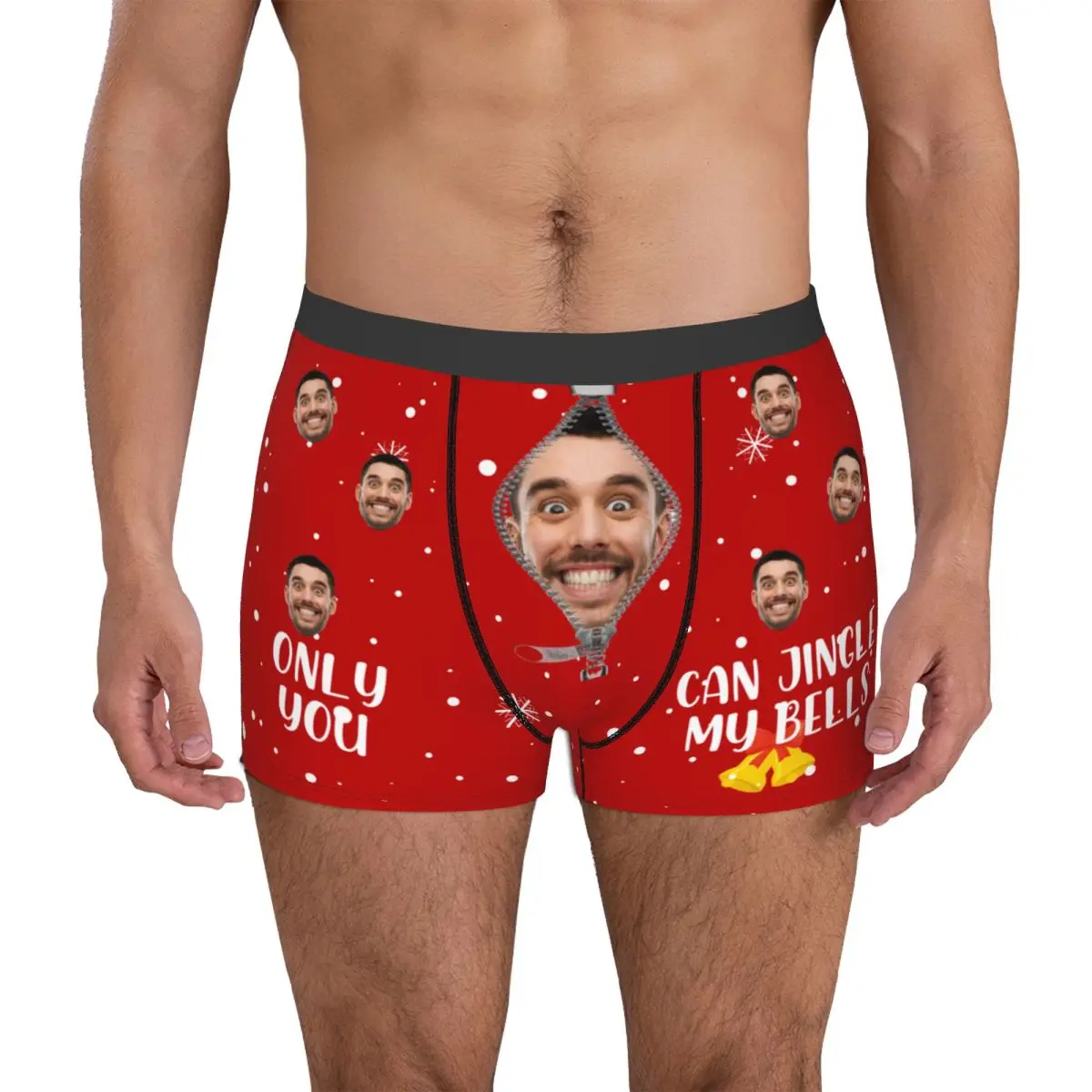 Christmas Gift Custom Face Personalized Photo Men Long Underwear Boxer Shorts Panties Printed Soft Underpants for Homme