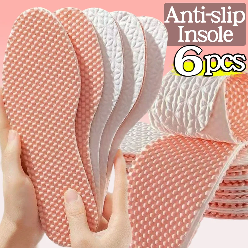 2/6Pcs Massage Anti-slip Insoles Women Summer Running Sports Shock Absorption Breathable Deodorizing Shoe Sole Insert Cushion