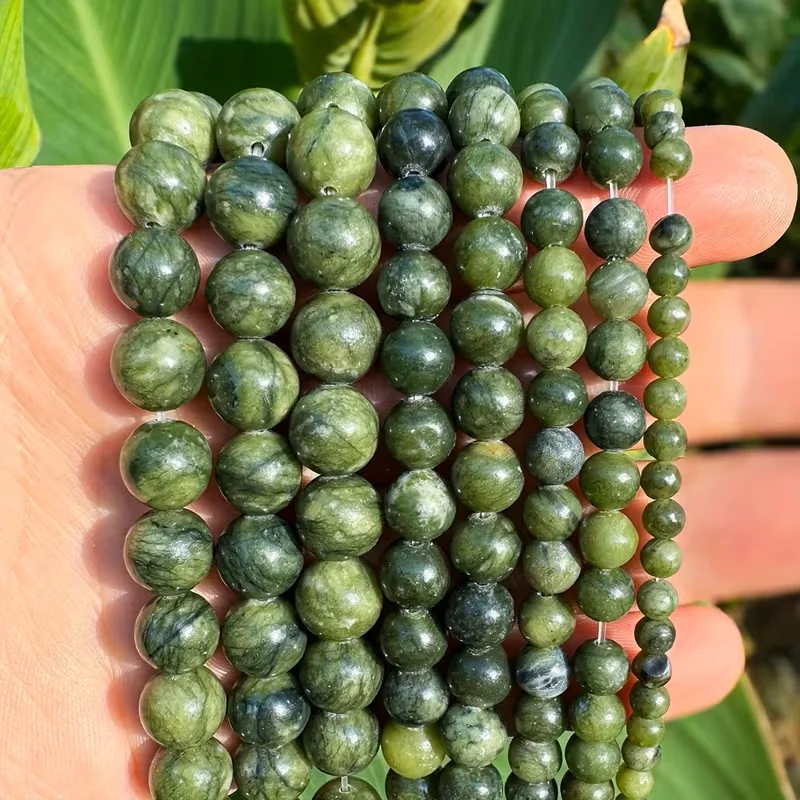 Natural Stone Dark Color Southern Jade Beads Round Loose Spacer Jasper For Jewelry Making  Necklace Bracelet Beading Accessories