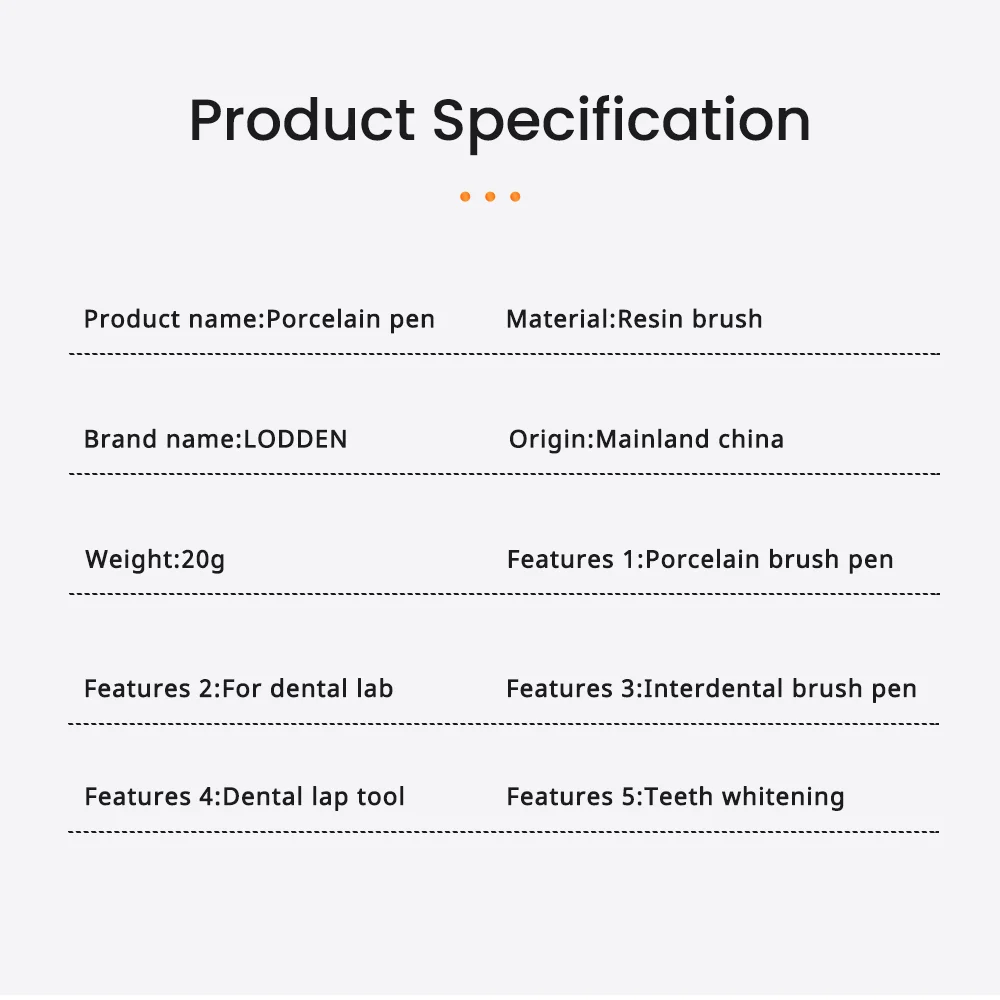 5PCS Dental Lab Porcelain Pen Brush 30% Mink Hair 70% Nylon for Build up Glazing Zirconia Ceramic Multiple Sizes