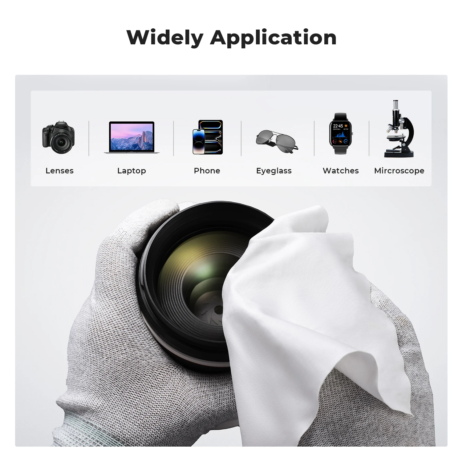 K&F CONCEPT 80/40/20/10pcs Individually Vacuum Wrapped Microfiber Cleaning Cloths for Camera Lens Glasses Phones Screen 15x15cm