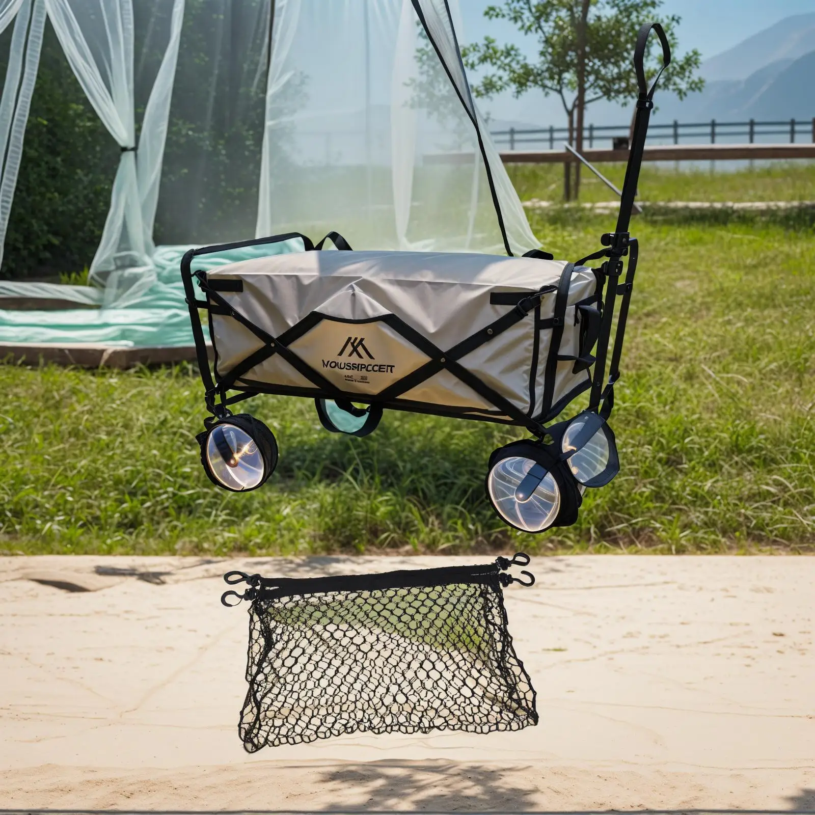 

Защитите свои вещи эластичной нейлоновой сеткой, легко устанавливается и снимается, идеально подходит для кемпинга и пляжных поездок, черный цвет.