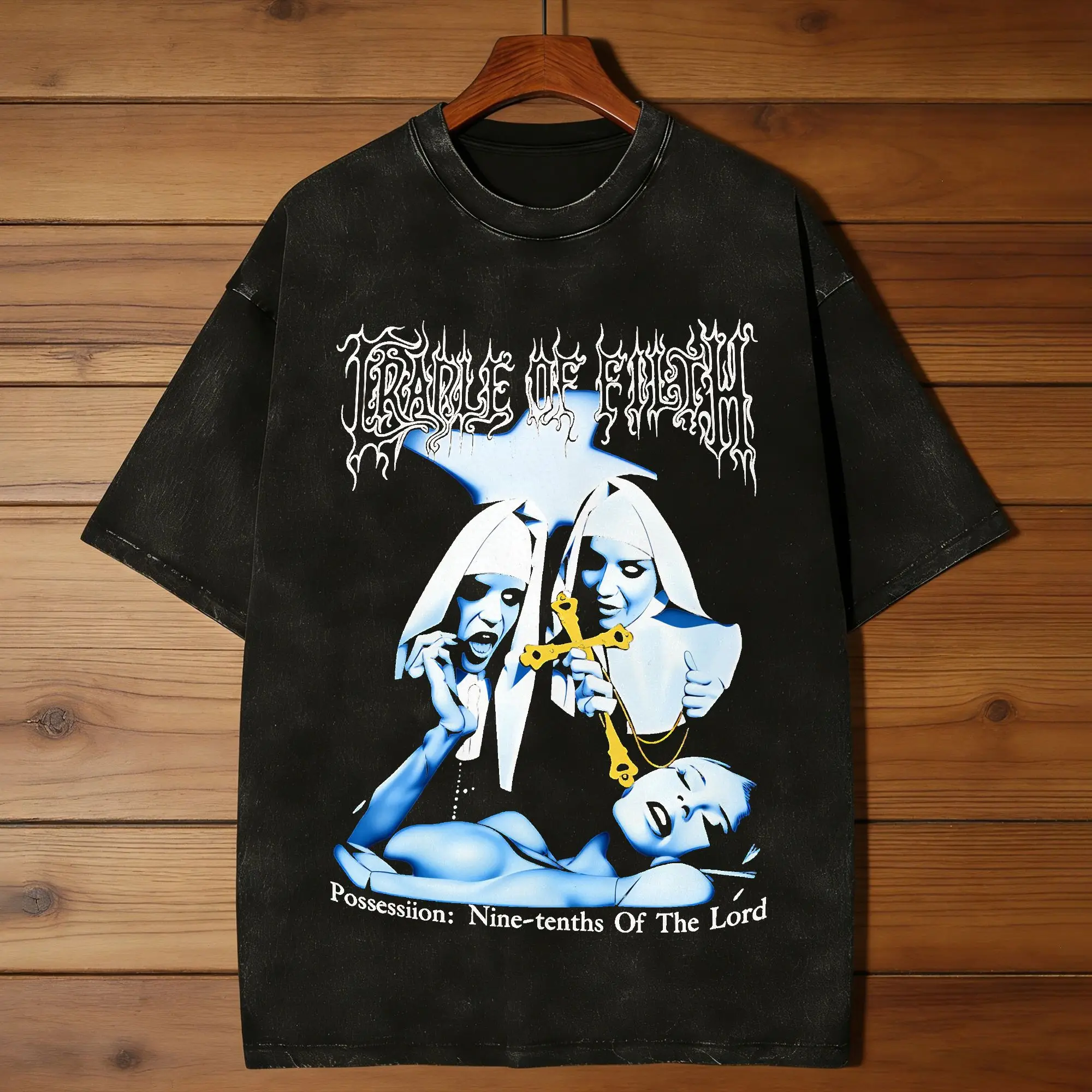 Novelty Cradle of Filth T-Shirt for Men O Neck Pure Cotton Washed T Shirt  Short Sleeve Tees Birthday Gift Clothes