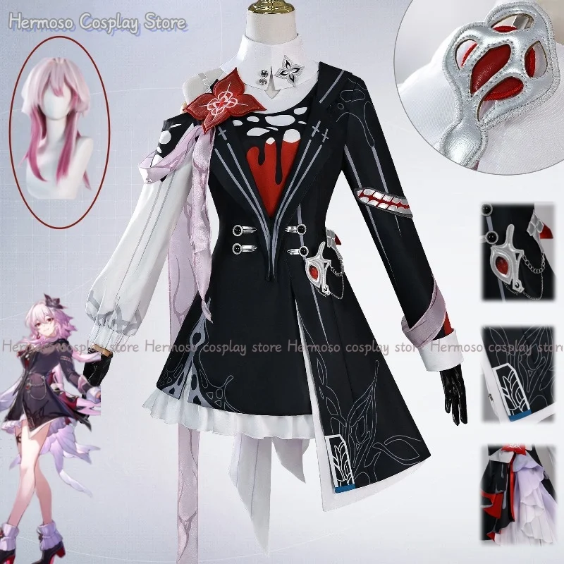 Evernight Cosplay Honkai: Star Rail 7 marzo Costume Parrucca Donna Cosplay Abito Abito Halloween Carnevale Festa Gioco di ruolo Outfit Regalo