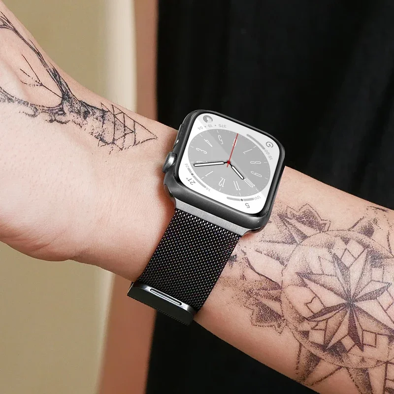 ミラネーゼバックル付きAppleWatchシリーズ,44mm, 40mm, 45mm, 41mm, 42mm, 38mm, 49mm,8,7,se2,6