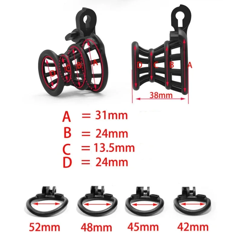 Bloqueio anti-castidade masculino abdominal, dispositivo de castidade, gaiola com anéis de quatro tamanhos, gay e erótica, novo, 2022, 4 tamanhos