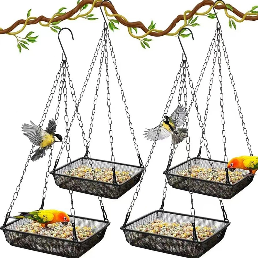Hanging Iron Bird Feeding Hanger for Attracting Various Birds While Adding a Decorative for element to Your Garden
