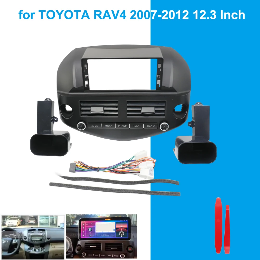 12.3 Inch Car Multimedia Player Auto Radio Frame Android Radio Dash Fitting Panel Kit Navigation for TOYOTA RAV4 2007-2012
