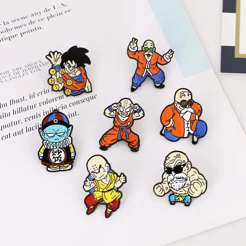 Neue 16-teilige Dragon Ball Emaille-Pins Anime Actionfigur Abzeichen SonGoku Master Roshi Piccolo Anstecknadel Party Geschenk Schmuck Brosche