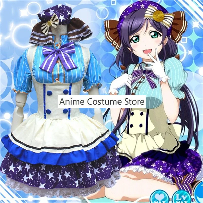 애니메이션 노조미 토조 러브 라이브 Live M's 코스프레 코스튬 가발, 로리타 캔디, 섹시 여성 메이드 유니폼, 할로윈 카니발 파티 세트