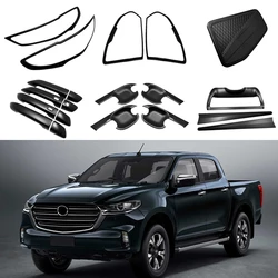 ABS Matte Black Trunk Trim Tail Gate Rear Door Handle Bowl Headlight Lamp Tank Cap Cover Fit For Mazda BT50 BT-50 2021 2022