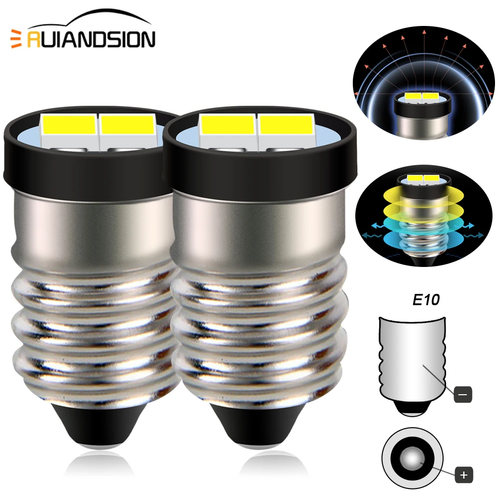 

2Pcs E10 LED 5630 Chip Screwin 3V 6V 12V 100LM Machine Signal Lamp Flashlight Lantern Torch Bulb Yellow White 4300K Pilot lamps