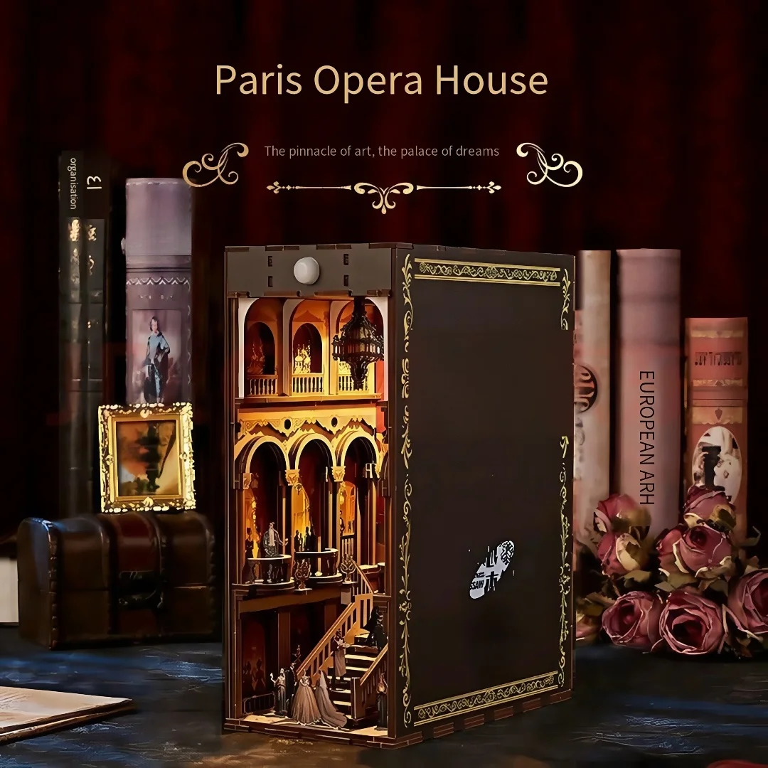 بيت أوبرا باريس، مكتبة الكتب، كوخ DIY، ديكور المنزل، كوخ، التخرج، هدايا عيد ميلاد الذكور والإناث، مكعبات البناء