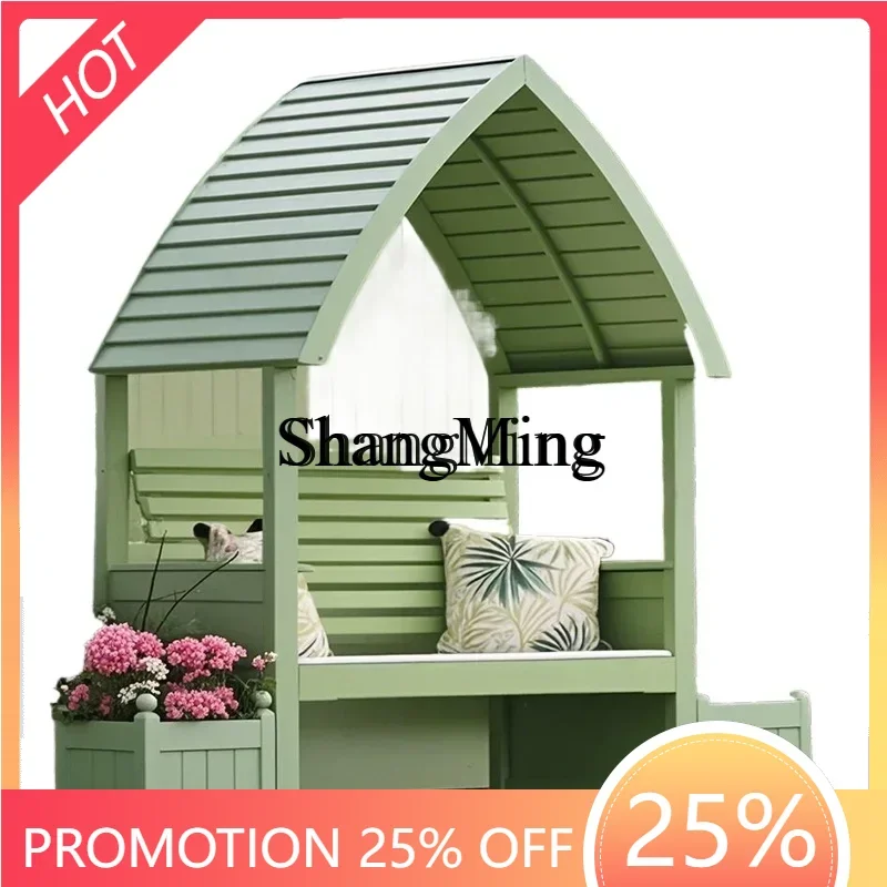 FG good-looking  courtyard decoration wood structure locker preservative wood garden seat retro flower stand