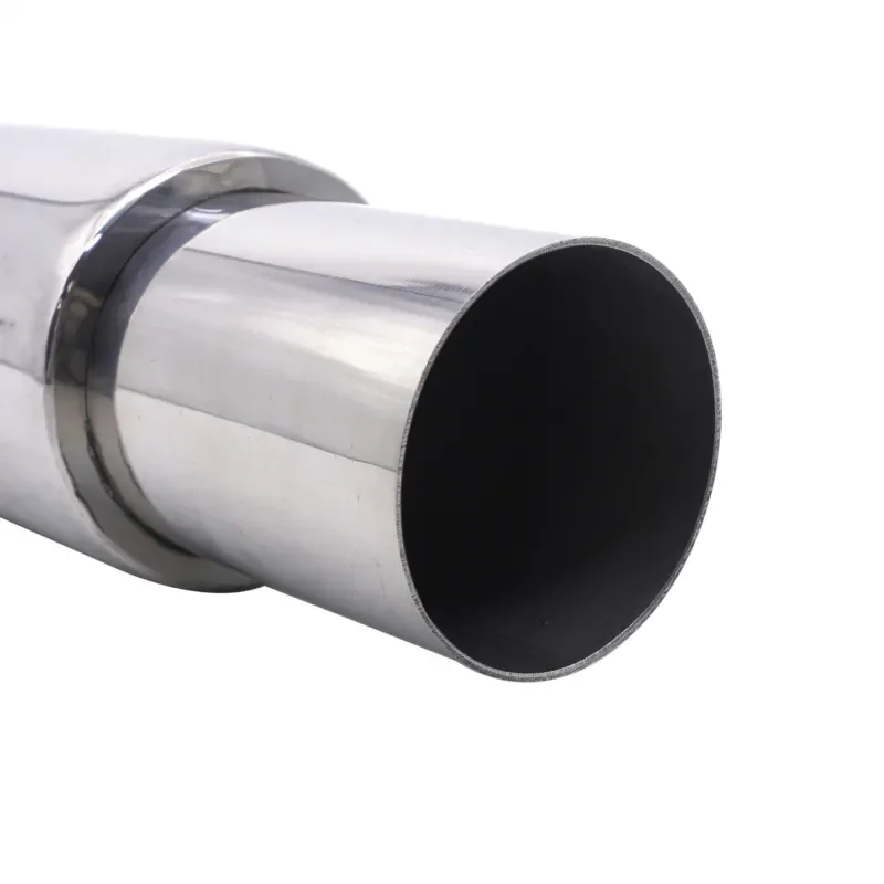 Universal 51mm Stainless Steel Flat Exhaust Muffler Straight Through Exhaust Pipe with Tail Tip for Car Modification