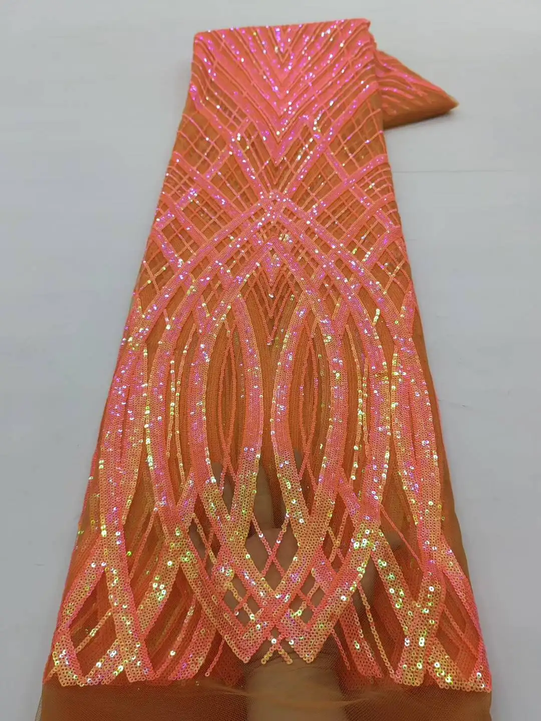 

Africa Sequins Lace Fabric 5yards High Quality 2025 Nigerian Sequins Lace Embroidery Lace Fabric For Sewing Dress Wedding Party