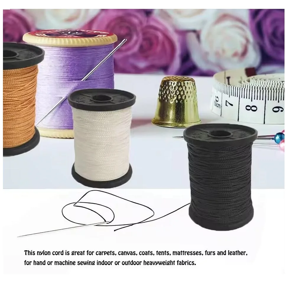 Leather Sewing Kit 0.8mm 50m Nylon Waxed Thread Repair Cord DIY Leather Sewing Needle for Leather Canvas Tent Shoes Repair Tool