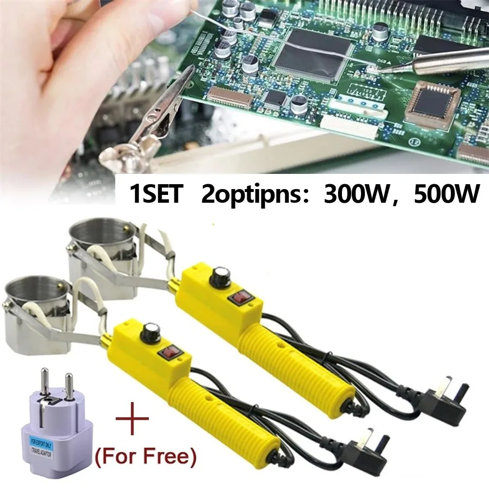 300W/500W Temp Control Portable Tin Melting Furnace Control Desoldering Bath Tool Adjustable Handheld Solder Pot Tin Melting