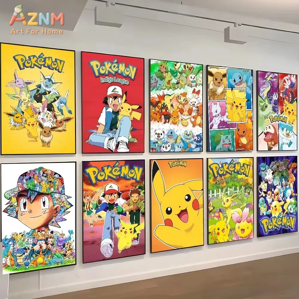 1pcs P-Pokemon Japanese Anime Whitepaper Poster Waterproof Paper Coffee House Bar Aesthetic Art Wall Painting