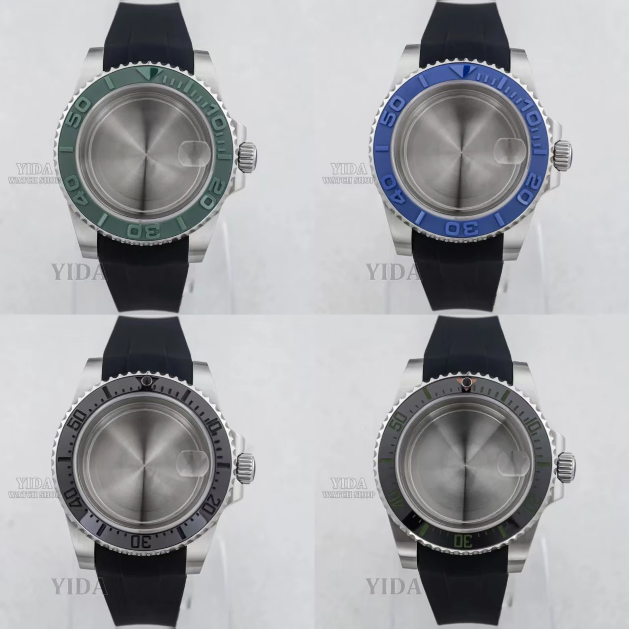 

40mm NH35 Watch Case Strap Stainless Steel Rubber Band Solid back Sapphire Glass for SUB GMT NH36 Movement Yacht-Master Cases