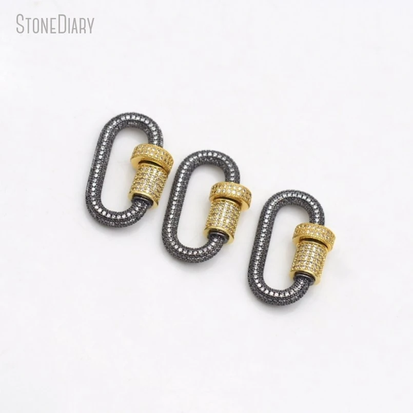 5Pcs Wholesale  Invisible Setting Cubic Zirconia Copper Screw Oval Shape Accessory Clasps FC50092