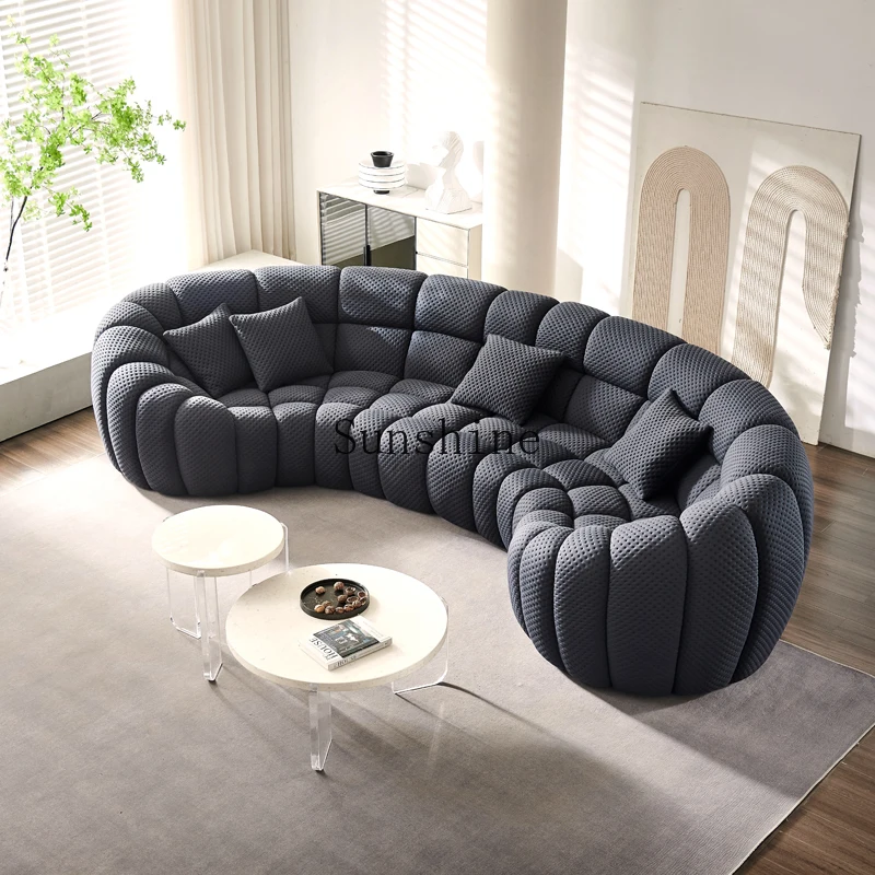 Large apartment living room Italian minimalist semi-circular fabric sofa