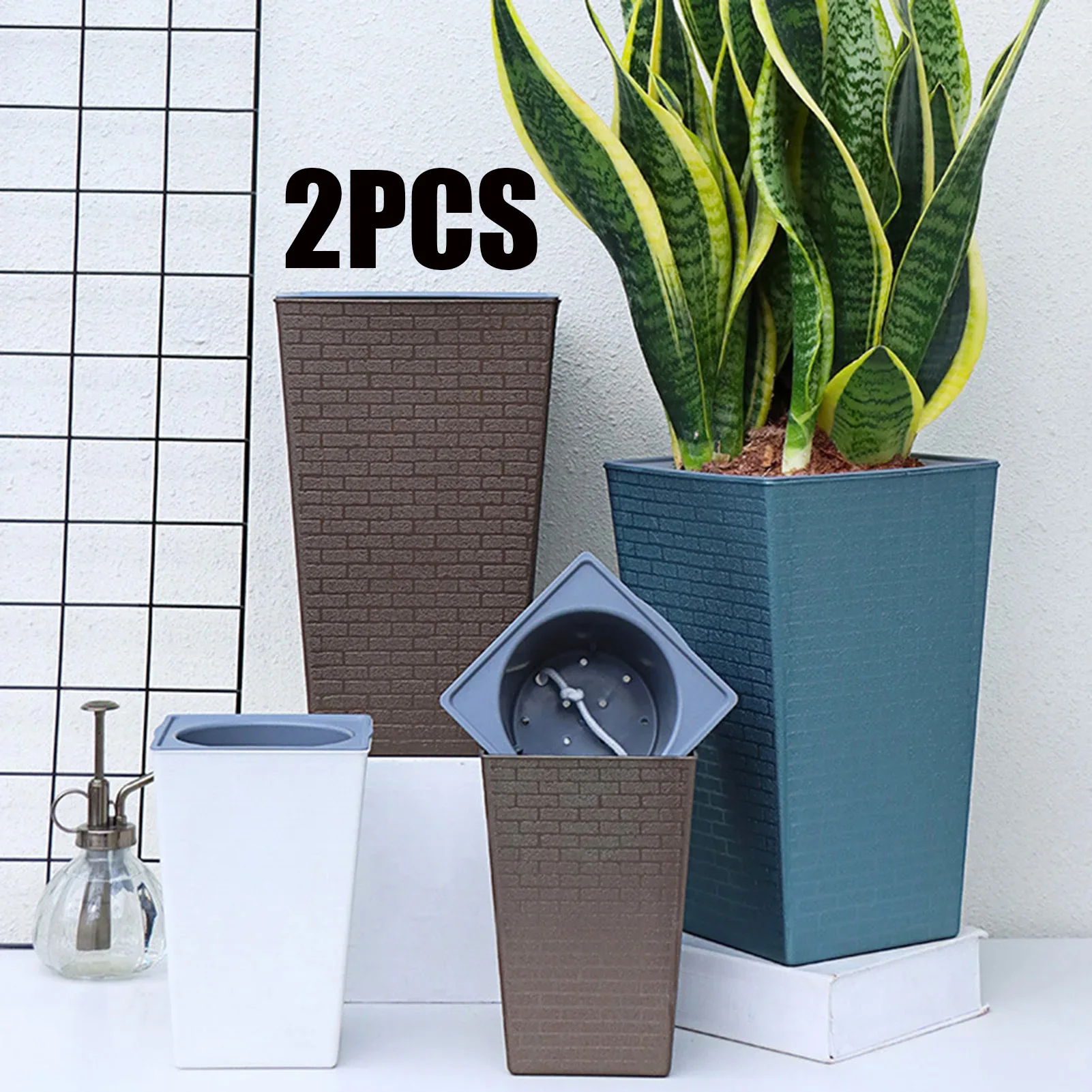 Self Watering Planter Handmade Self Watering Plant Flower Pot With Water Container Modern Flowerpot Plastic Planter Garden Decor