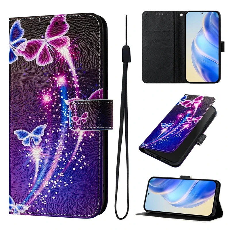Poco X6 X5 X4 X3 Pro Case Painted Wallet Phone Cover For Xiaomi Poco X6 Pro PocoX6 X5 X3 NFC X4Pro 5G X4 GT Leather Case Fundas