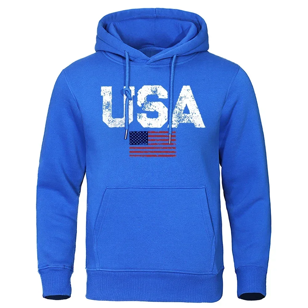 Retro USA Flag Street Retro Harajuku Printed Clothing Men\'s And Women\'s Leisure Personalized Fashion Hooded Pullover