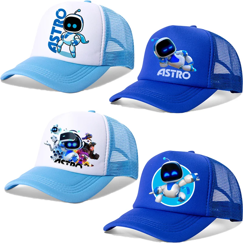 Astro Bot Kids Vintage Mesh Baseball Cap Adult Sun Hat Adjustable Breathable Sun Caps Summer Parents-child Hats Birthday Gifts