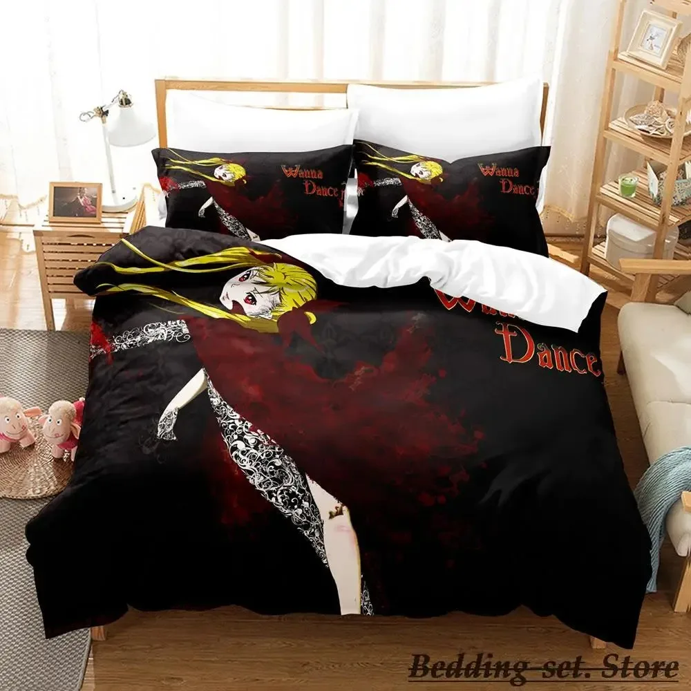 Kawaii Dance In The Vampire Bund Bedding Set Single Twin Full Queen King Size Bed Set Adult Kid Bedroom Duvetcover Sets Anime