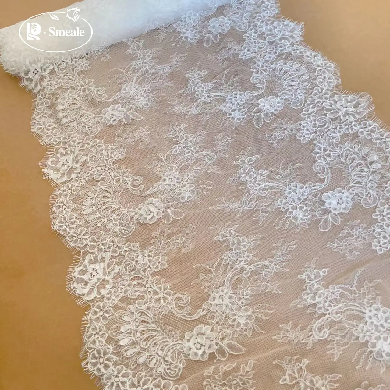 3D-Bordüren-Wimpernspitzenstoff, handgefertigt, DIY, Hochzeitskleid-Accessoires, RS5076, 47 cm Breite – Detail 2