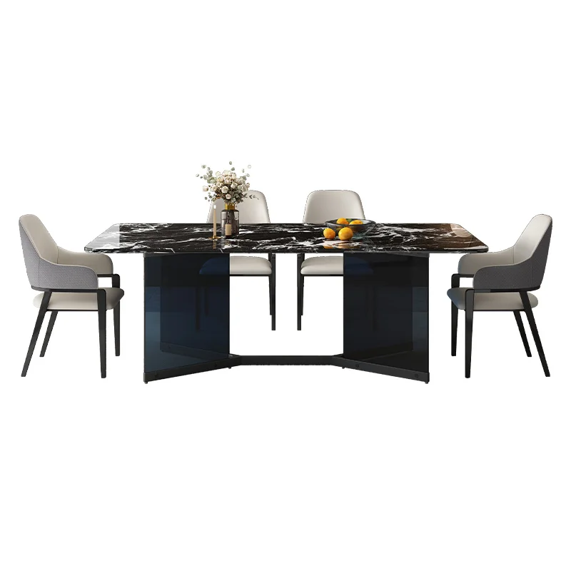 

Luxury Modern Marble Rectangle Dining Table Chair Set 4 6 Seater Restaurant Living Room Beautiful Furniture Designs Wholesale