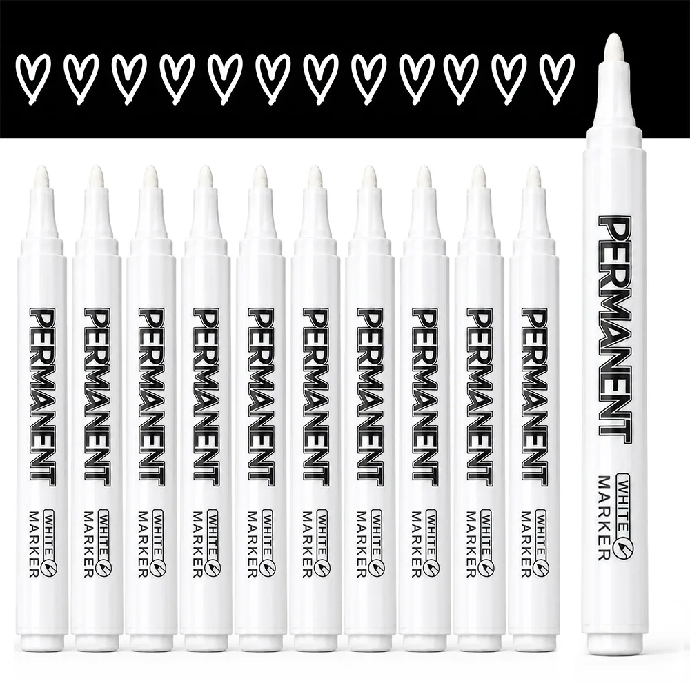 

2/3/5/8/10/12 Pcs White Permanent Marker Pens Waterproof Paint Marker Metal Glass Wood Graffiti Decoration DIY Art Painting Tool