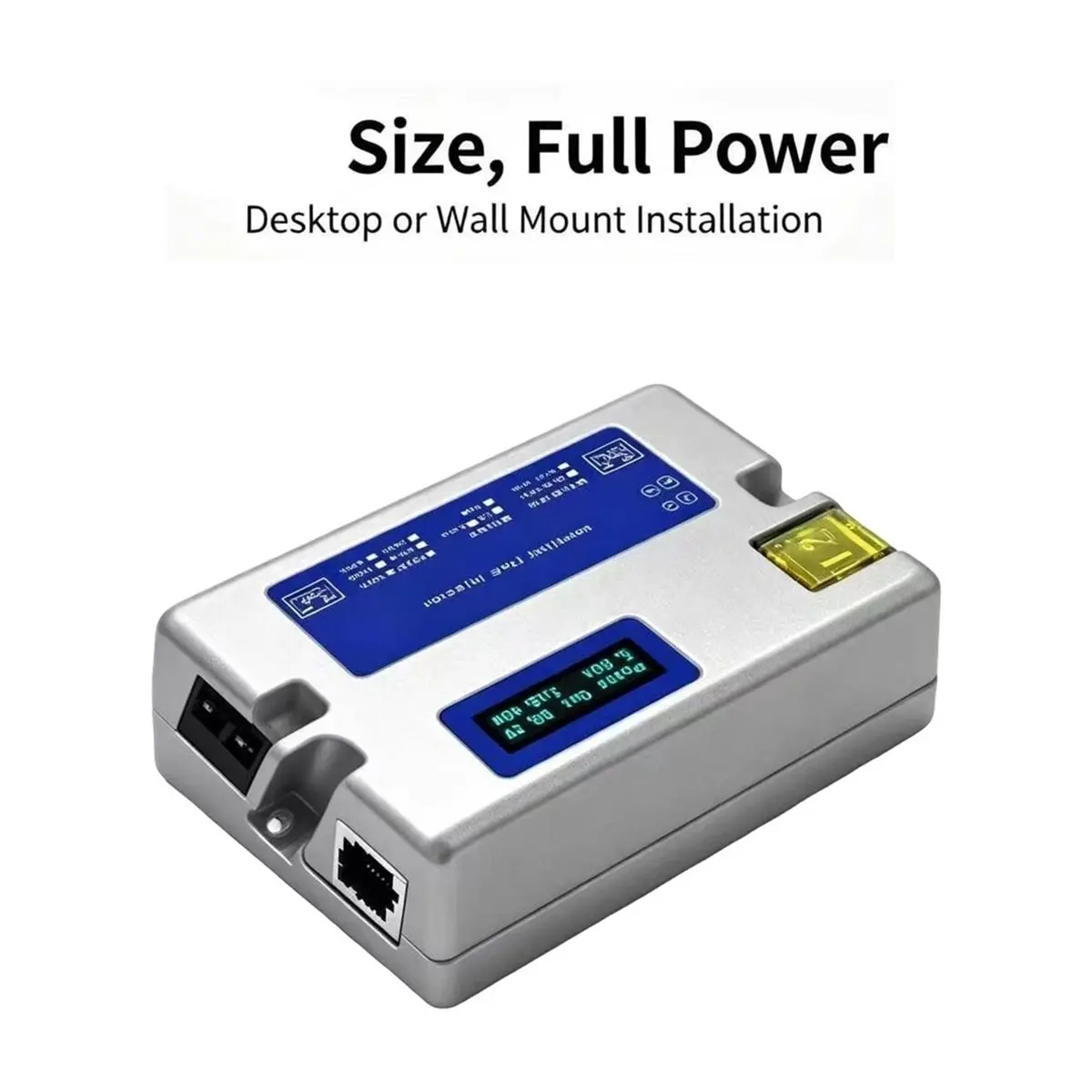 【~ New Y24A】For 10Gbe Industrial POE Injector with OLED Display 48-57V Input DC 10KV Surge Protection 320W