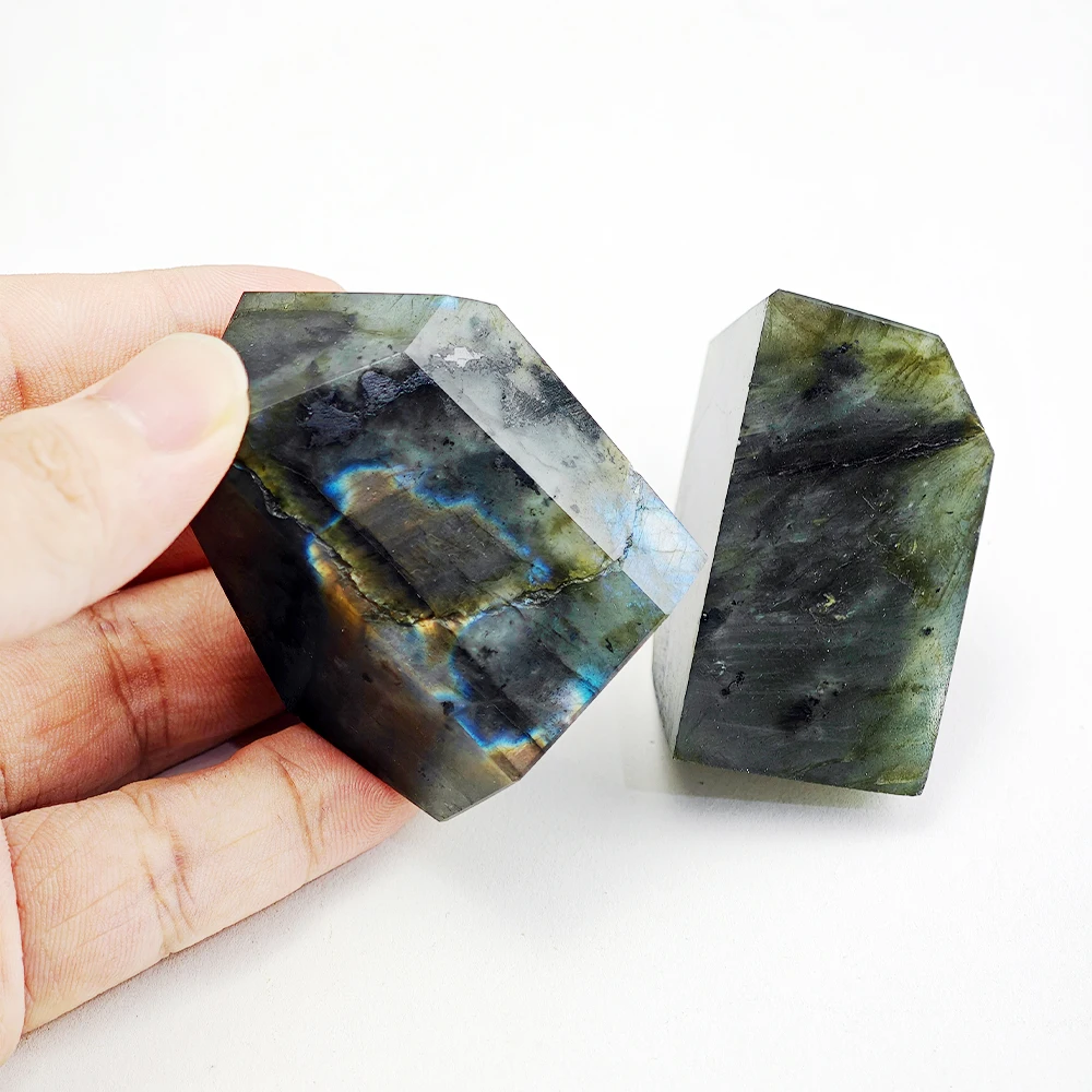 Natural Labradorite Geometry Irregular Shape Burnishing Crystal Raw Stone Polyhedral Labradorite Landscape Stone Home Decor