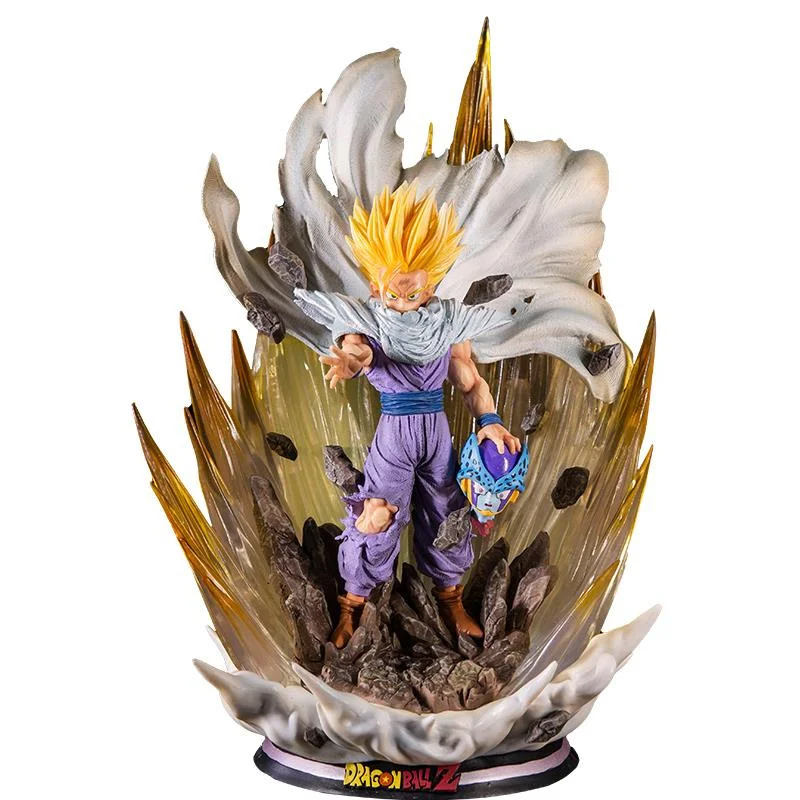 Dragon Ball Z Anime Figure Model GK Son Gohan Figurine 41cm Height With LED Statue Vegetto Goku Collection Toys DBZ Figma Dolls