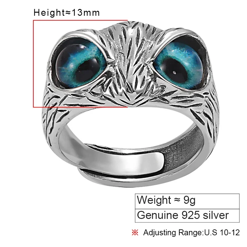 bague de fiançailles en argent Sterling 925 pour hommes et femmes, bijou Vintage, mignon, hibou, Design Simple, thaïlandais, fia