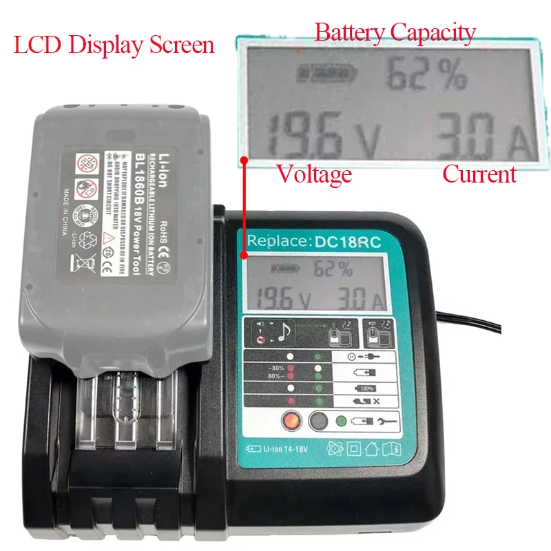 Power Tool Accessories Parts DC18RC For Makita 14.4V 18V Li-ion Battery Charger LCD BL1830 Bl1430 DC18RF DC18RD DC18RE DC18SF