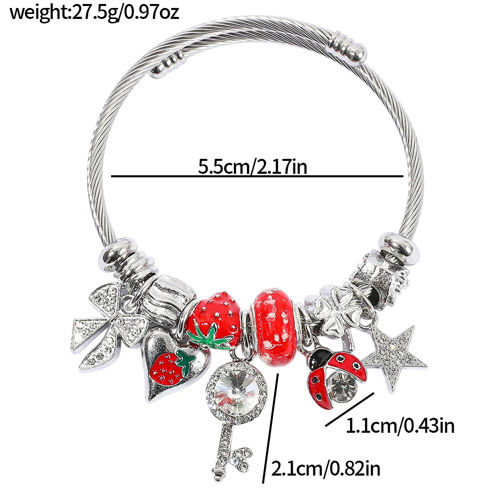 Pulsera con dije de fresa de estilo romántico con pulsera de cuentas de fresa, regalos especiales para mujer