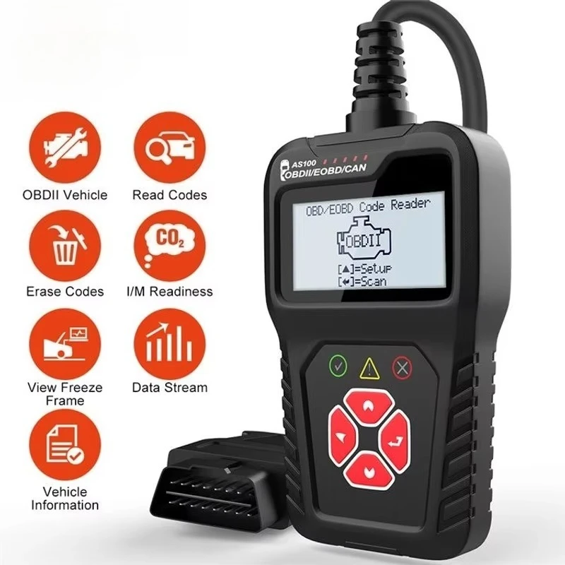 Excavator Parts AS100 Car Diagnostic Tool for OBDII Engine Fault Light Clear and Code Reading